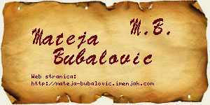 Mateja Bubalović vizit kartica